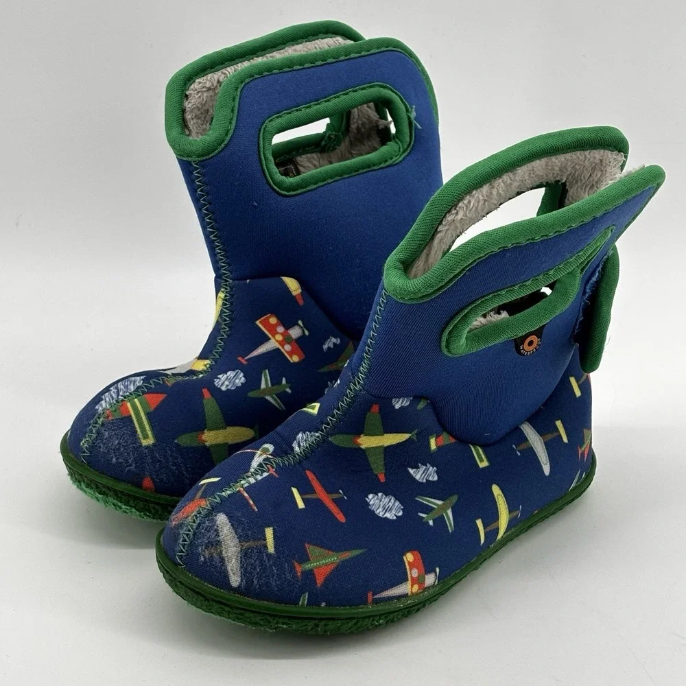 Bogs Baby Toddler Boots Size 8‎  Boys Waterproof Winter Snow Airplanes Rain
